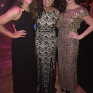 Lace Overlay Evening Gown